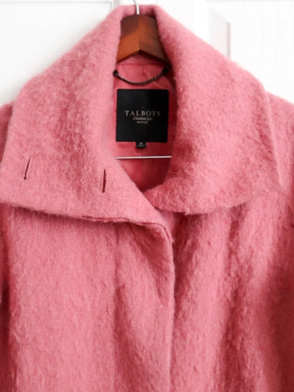 Talbots Petites Wool Alpaca Mohair Blend Jacket Coat Pink Sz M - Picture 3 of 10